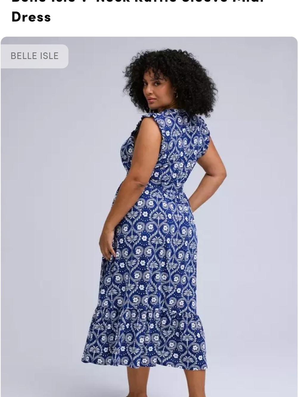 Belle Isle V-Neck Ruffle Sleeve Midi Dress - Picture 3 of 4